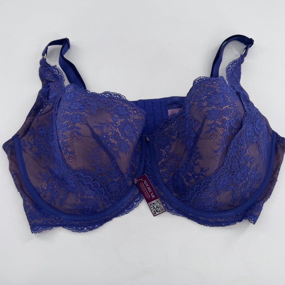 Adore Me‎ Scarlett Balconette Bra Blue Lace Unlined BR-12690-BAL Sz 42G New